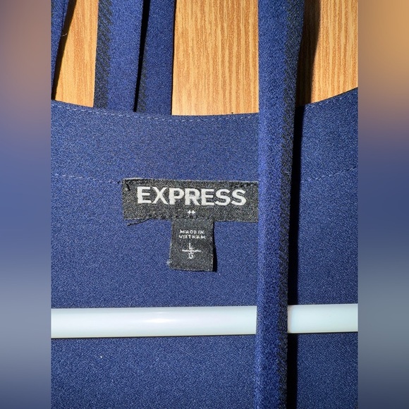 Express Navy Blue Shirt Dress with Black Strip and Belt - Picture 3 of 5